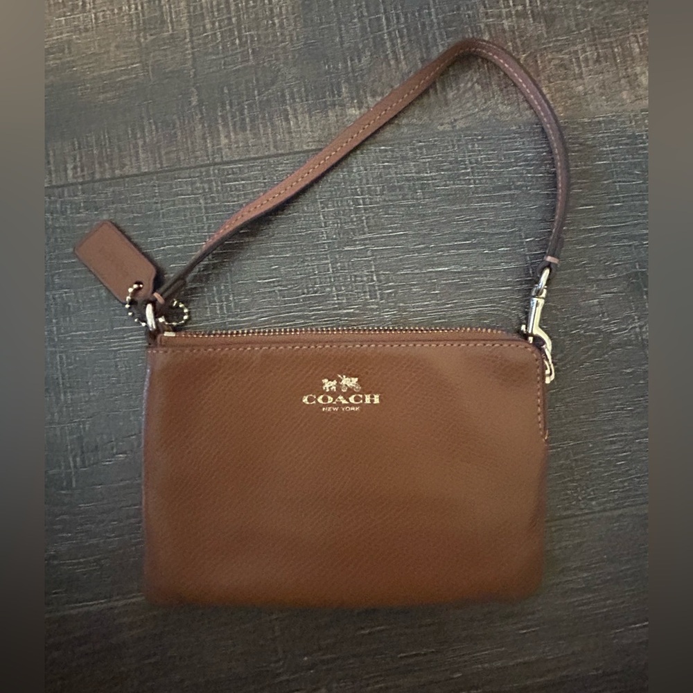 Coach brown leather wristlet